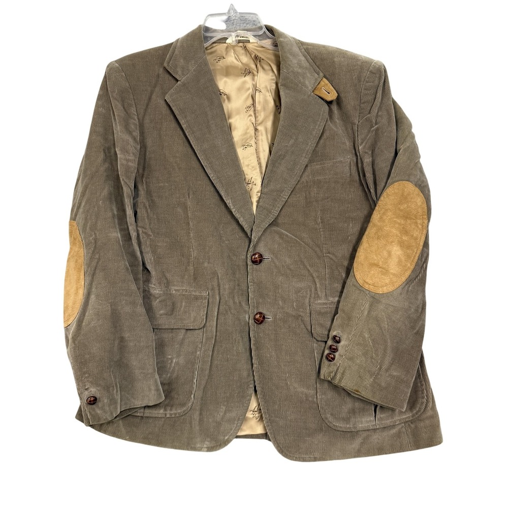 Carl Michaels Blazer Mens 40 Brown Corduroy Suede Elbow Patch Sport Coat Japan